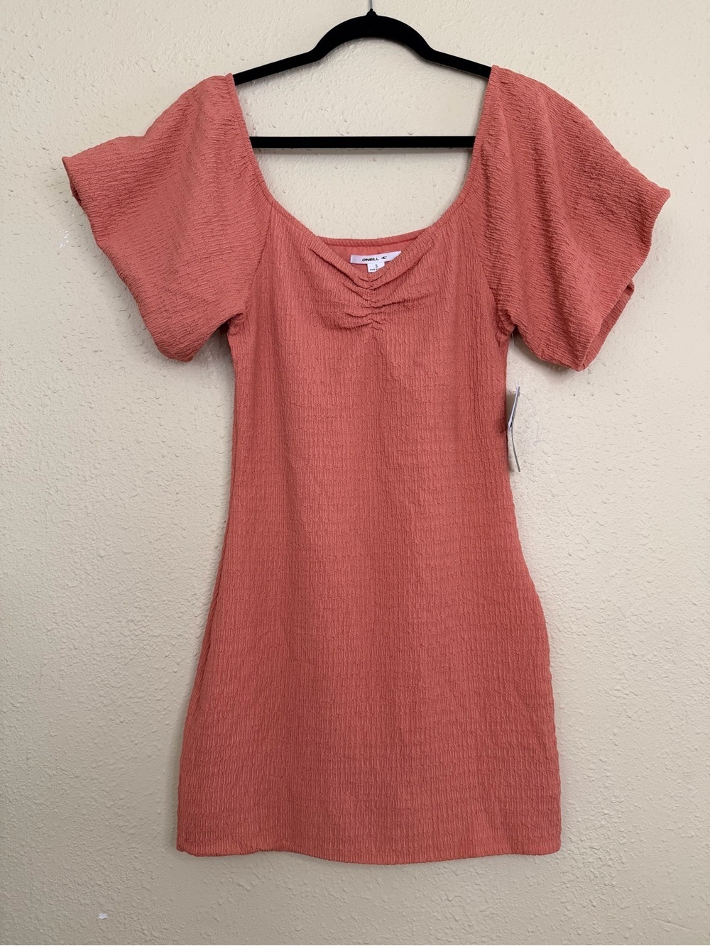 NEW | O'Neill | Coral Pink Textured Mini Dress - Size S - Picture 2 of 5